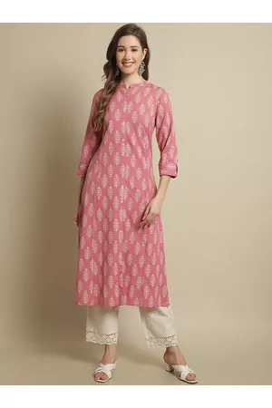 Pistaa Ethnic Motifs Printed Mandarin Collar A-Line Cotton Kurta