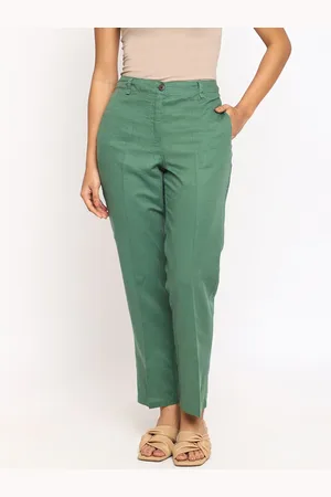 Fabindia Women Comfort Slim Fit Linen Trousers