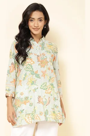 Fabindia Shirt Collar Printed Cotton Ethnic Tunic