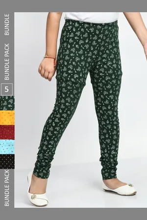 BAESD Girls Pack Of 5 Printed Cotton Ankle-Length Leggings