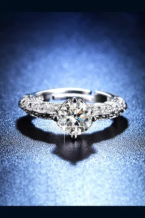 Jewels Galaxy Silver Plated Crystal Studded Anti Tarnish Adjustable Finger Ring