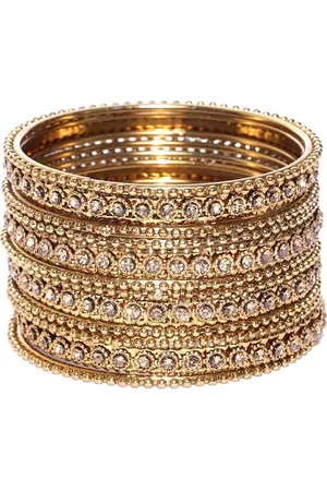 Anouk Set Of 2 Gold-Plated Stone-Studded Textured Bangles