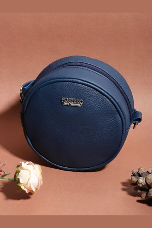 FOSTELO Blue PU Half Moon Sling Bag with Tasselled