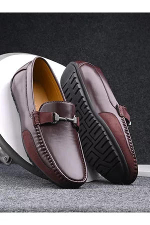 Mast & Harbour Men Brown Embellished Lightweight Comfort Insole Horsebit Loafers
