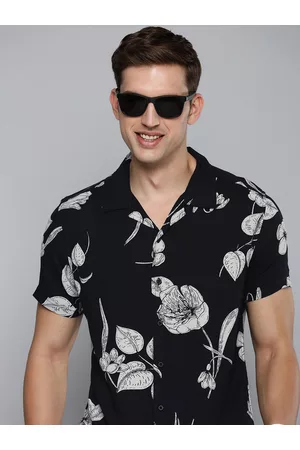 HERE&NOW Men Slim Fit Floral Opaque Printed Cuban Collar Casual Shirt