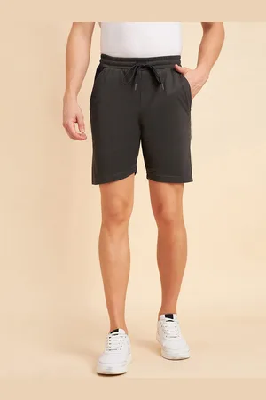 Sweet Dreams Men Charcoal Mid-Rise Inner Elastic Cotton Lounge Shorts