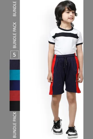 IndiWeaves Boys Pack of 5 Side Striped Pure Cotton High-Rise Shorts