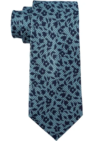The Tie Hub Men Floral Printed Pure Silk Skinny Tie