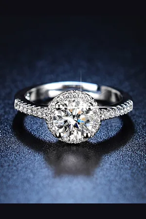 Jewels Galaxy Silver-Plated American Diamond Studded Adjustable Finger Ring