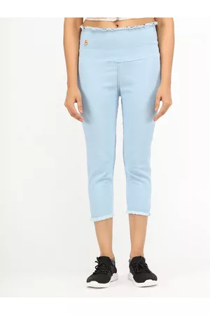 AngelFab Women Regular Fit Cotton Denim Capris