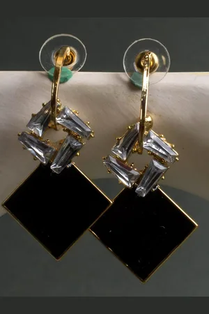 Jewelz Gold-Plated Contemporary Drop Earrings