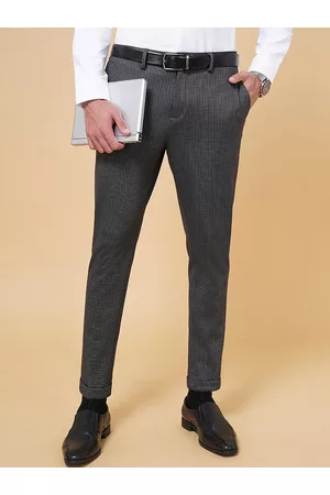 Pantaloons Men Formal Trousers - Men Checked Low-Rise Formal Trousers