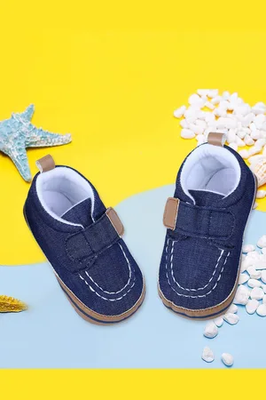 Baby Moo Infants Anti-Slip Sole Denim Velcro Booties