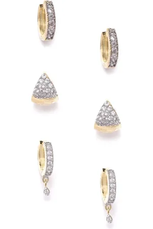 DressBerry Set of 3 Gold-Plated Contemporary Hoop Earrings