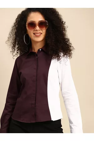 DENNISON Women Smart Slim Fit Opaque Colourblocked Casual Shirt