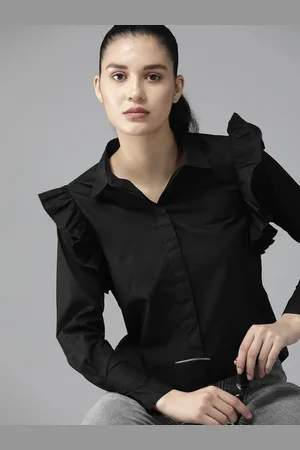 Roadster The Lifestyle Co. Women Pure Cotton Solid Ruffles Casual Shirt