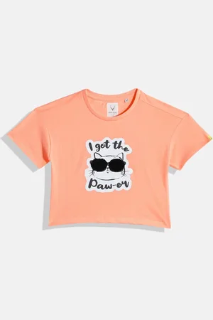 Allen Solly Girls Typography Print Sequinned Pure Cotton T-shirt