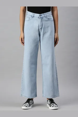 SHOWOFF Women Wide Leg High-Rise Light Fade Cotton Jeans