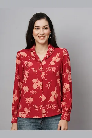 Chemistry Floral Printed Cuff Sleeves Shirt Style Top