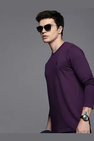 WROGN Men Pure Cotton Solid Round Neck Slim Fit T-shirt