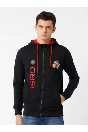 WROGN Men Black Printed Cotton Sweatshirt