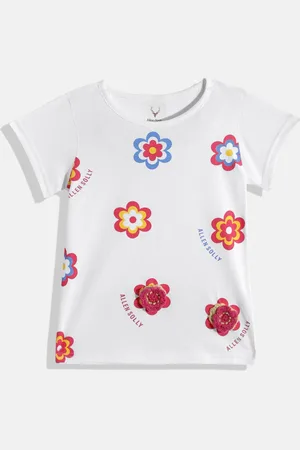 Allen Solly Girls Floral Printed Embroidered Pure Cotton T-shirt