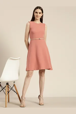Invictus Women Pink Textured Dress with Belt