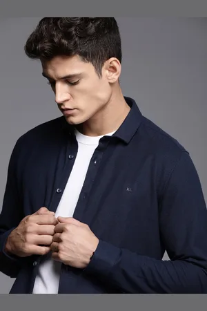 Kenneth Cole Men Knitted Slim Fit Solid Casual Shirt