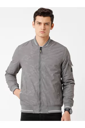 WROGN Men Grey Camouflage Printed Bomber Jacket