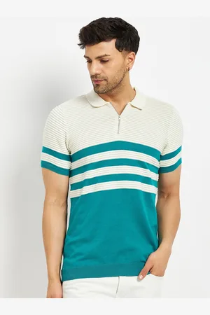 CAMLA Striped Polo Collar Cotton T-shirt