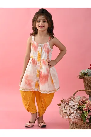 SAKA DESIGNS Girls Dyed Regular Kurta With Dhoti Pants
