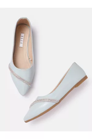 Elle Women Snakeskin Textured Ballerinas with Embellished Detail