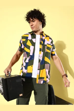 CS LIFE Men Classic Regular Fit Abstract Opaque Printed Pure Cotton Casual Shirt