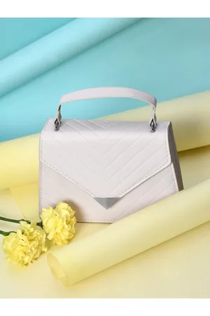 Campus Sutra White PU Structured Satchel with Quilted