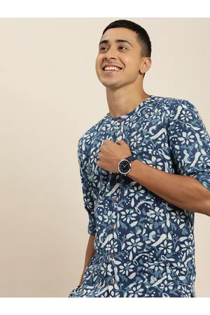 Taavi Men Classic Indigo Hand Block Printed shirt
