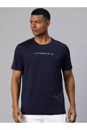 Alcis Men Typography Printed Dry Tech Slim Fit Sports T-shirt