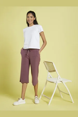 BlissClub Women Relaxed Straight Leg Straight Fit Breathable Pure Cotton Culottes