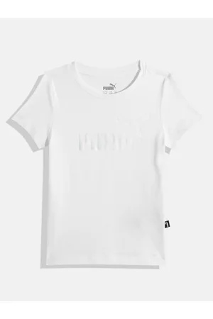 PUMA Girls Essential+ Brand Logo Printed Regular Fit Pure Cotton T-shirt