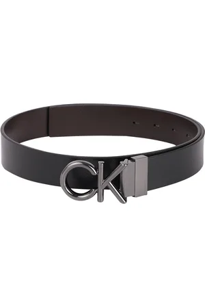 Calvin Klein Monogram Logo Plaque Reversible Belt in White