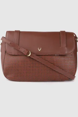 Hidesign Burgundy Animal Textured Leather Structured Sling Bag with Pouch