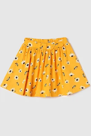 Max Collection Girls Floral Printed Pure Cotton Flared Mini Skirt