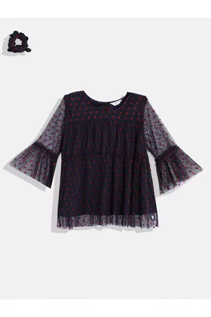Ralph Lauren U S Polo Assn Kids Girls Conversational Printed Gathered Detail Tiered Net Top