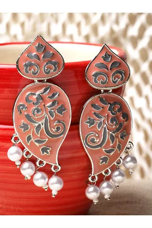 karatcart Silver-Plated Contemporary Drop Earrings