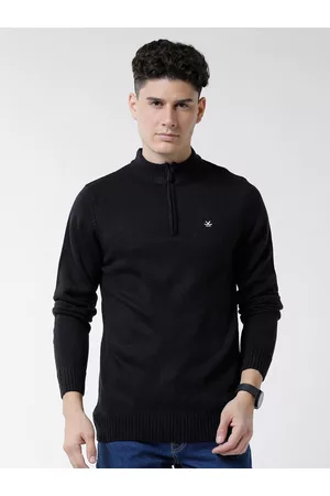 WROGN Men Mock Neck Cotton Pullover