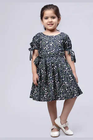Biglilpeople Black Floral Print Fit & Flare Dress