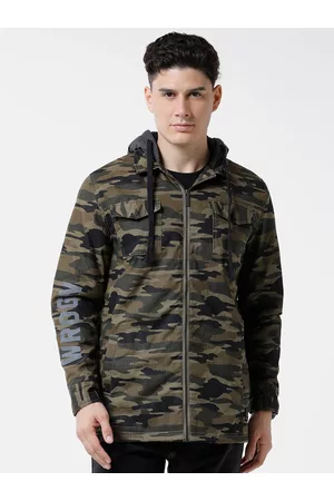 WROGN Men Camouflage Hooded Cotton Bomber Jacket