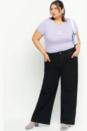 FREAKINS Women Plus Size High-Rise Wide Leg Jeans