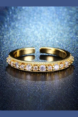 Designs & You Gold-Plated Crystal Studded Adjustable Finger Ring