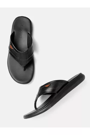 Woodland Men Textured Leather Comfort Sandals