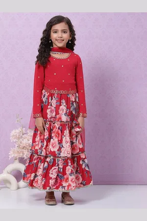 Biba Girls Printed Ready to Wear Lehenga & Blouse With Dupatta